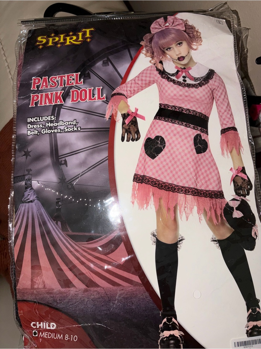 Spirit Pastel Pink Doll Costume with Black Accents